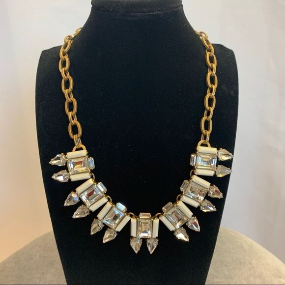 J. Crew Cream clear rhinestone gem jewel embellished necklace - Picture 6 of 6